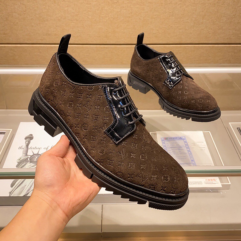 Premium suede lace-up brogue men's shoes