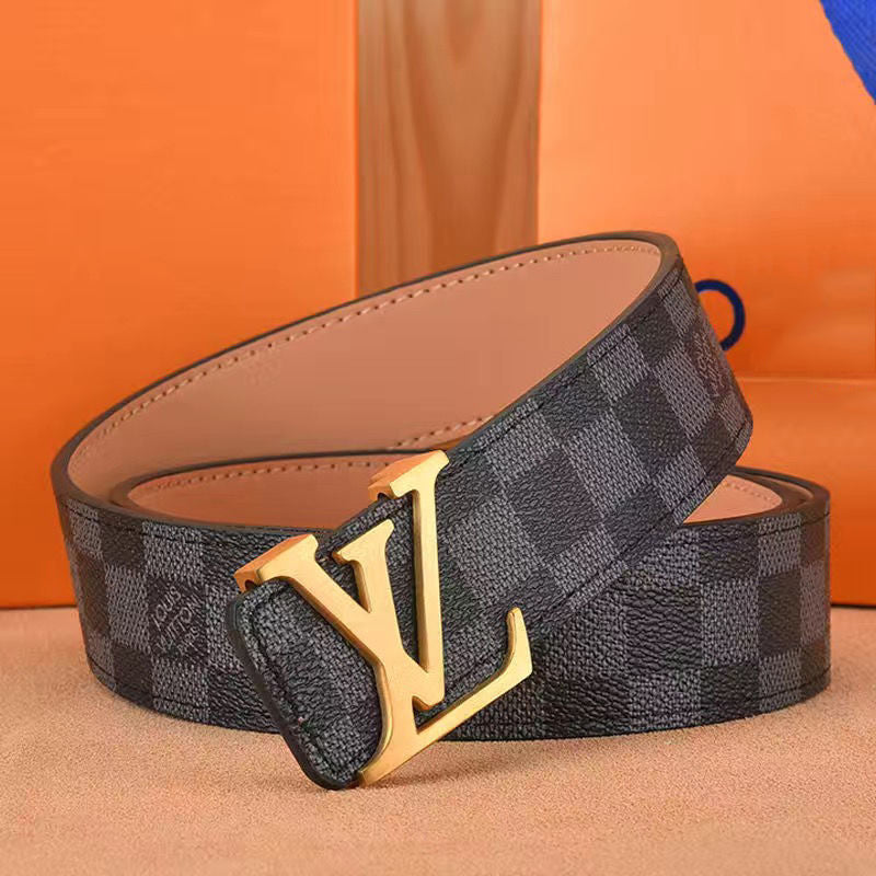 Men's belt high-grade letter leather business belt all-match casual pants belt