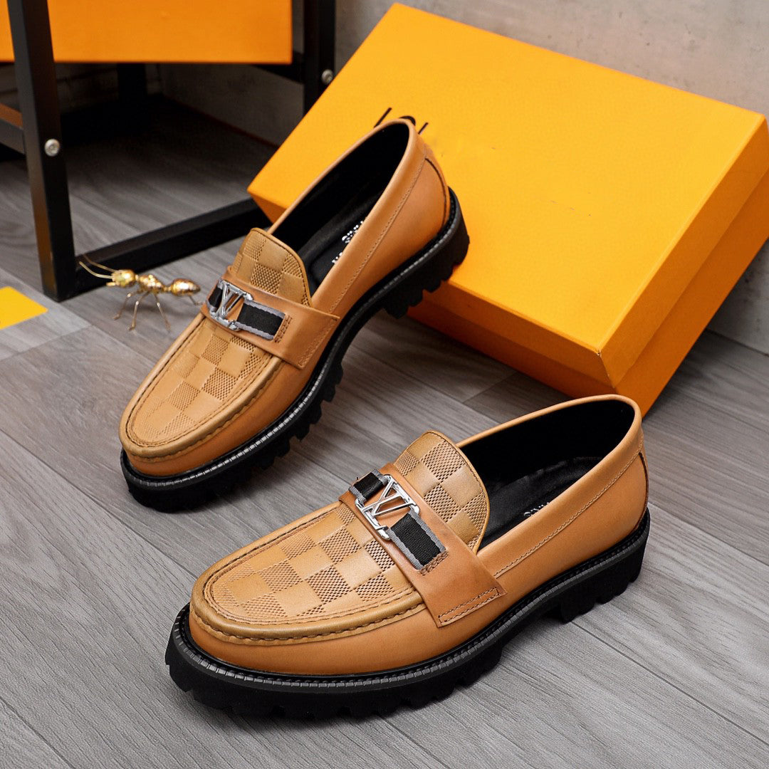 New fashion formal men's plaid loafers