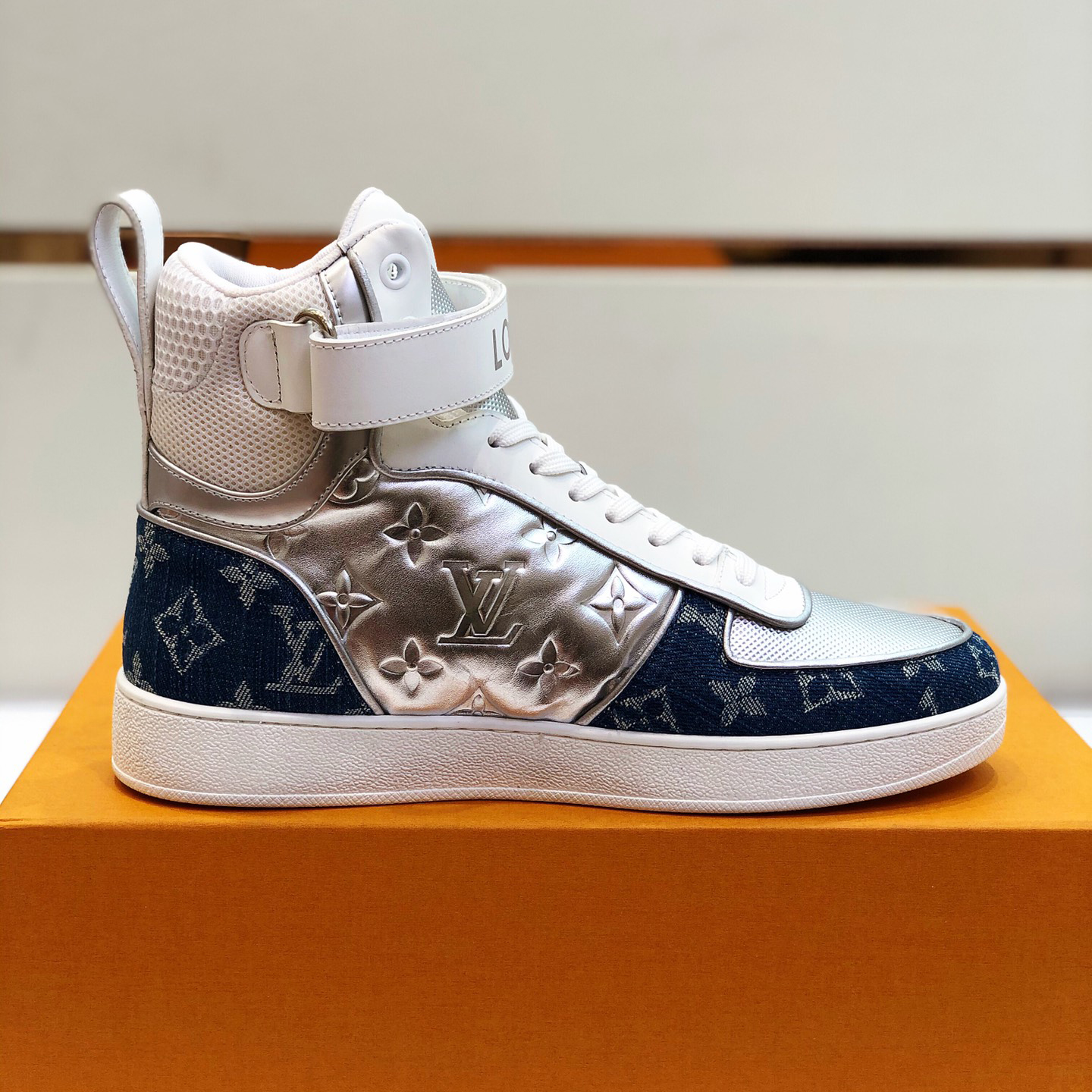Deluxe Brown and Silver Colorblock Print High-Top Skateboards
