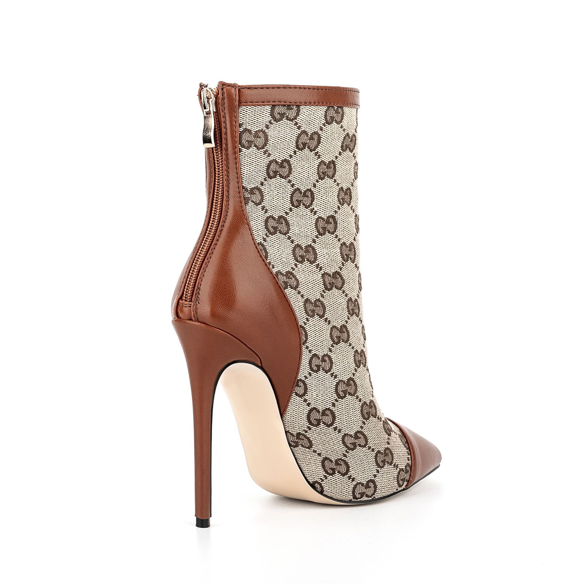 Women's brown stiletto ankle boots68-23090808