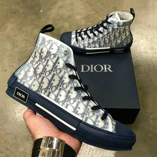 New Di Blue High-top Canvas Shoes For Men