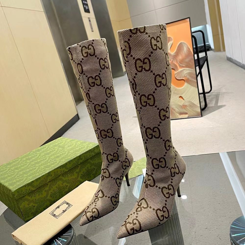 stretch fabric printed boots