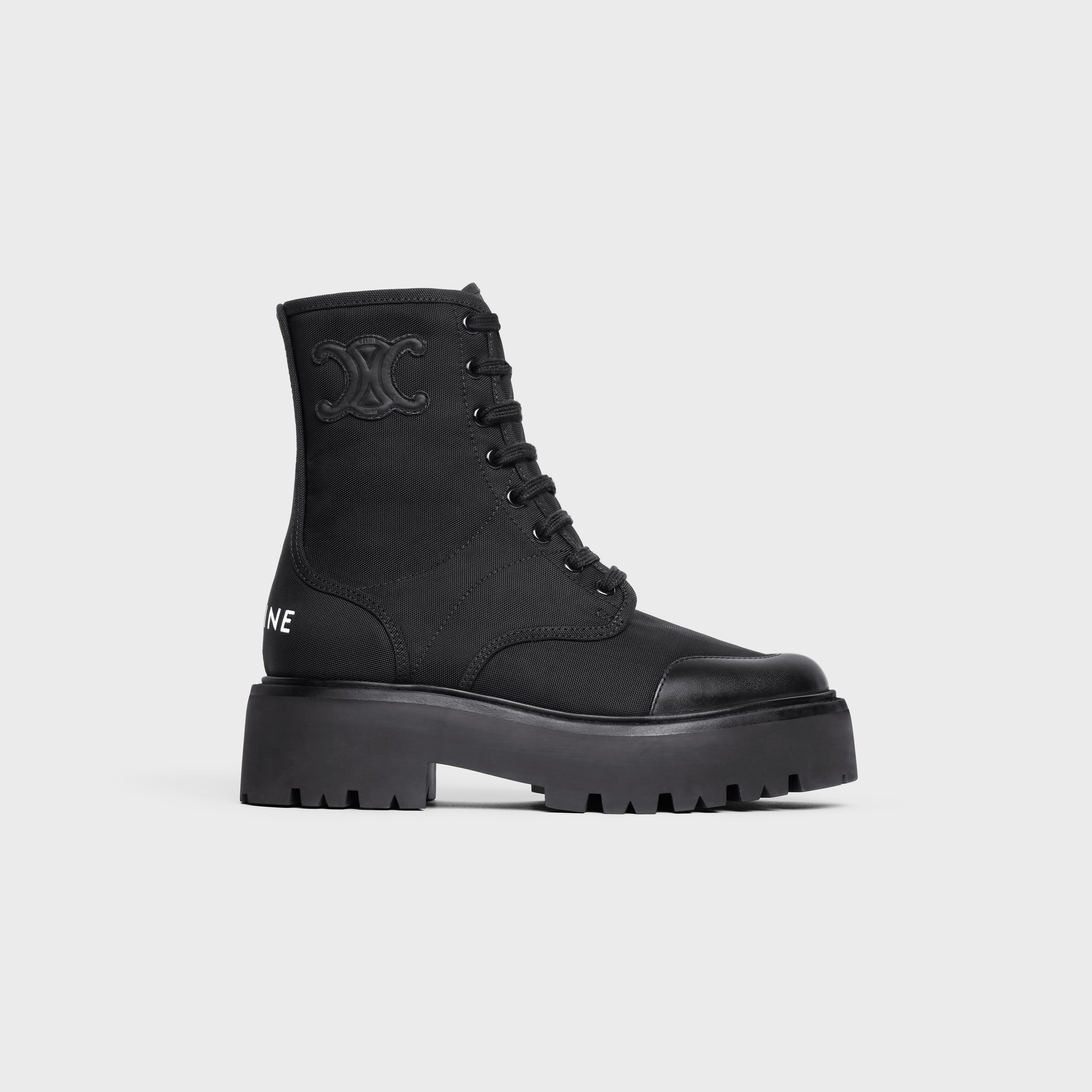 CE BULKY LACED UP BOOT IN NYLON AND SHINY BULL