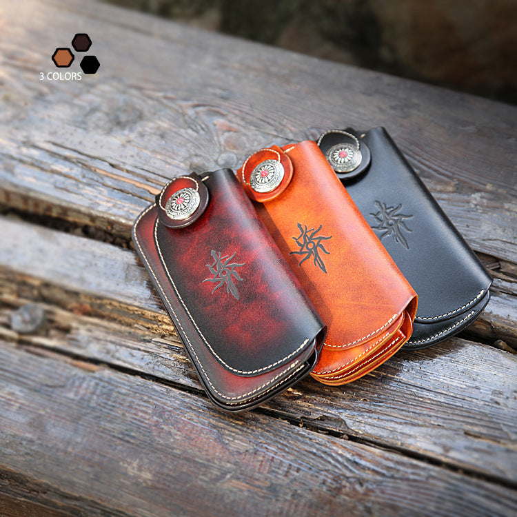 Handmade wallet vegetable tanned leather long wallet top layer cowhide men's wallet