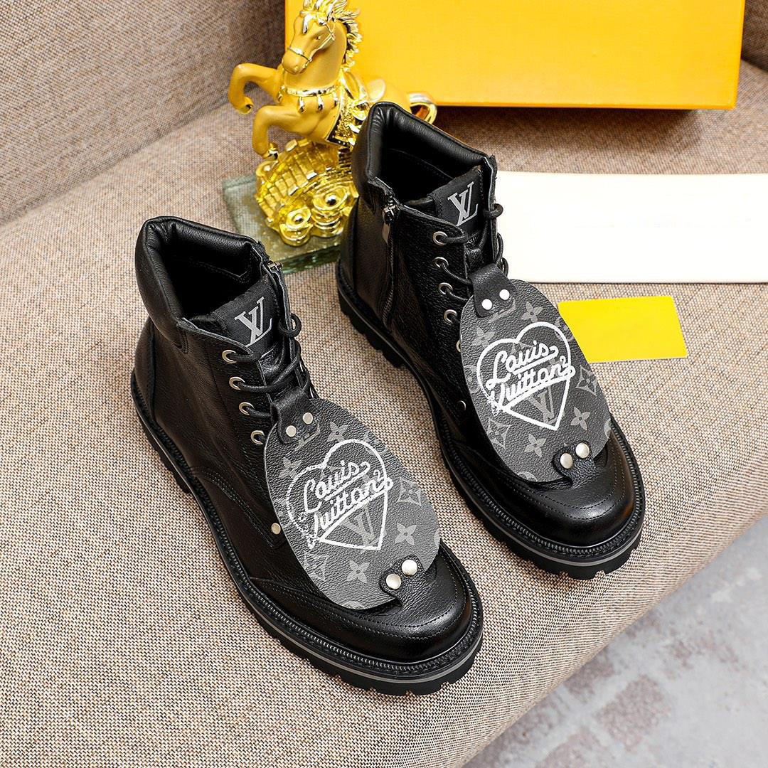 New Fashion Men's Black Lace-Up Martin Boots