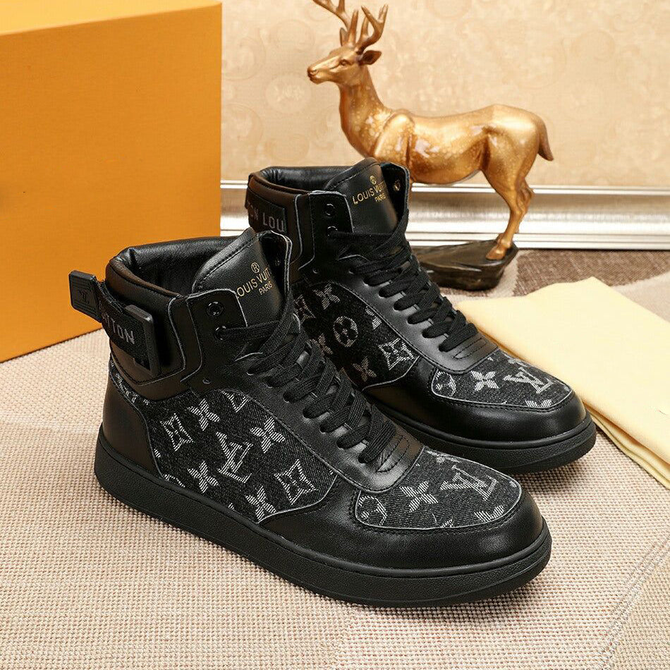 New Fashion Black Buckle Letter Pattern Lace-Up Casual Sports Short Boots