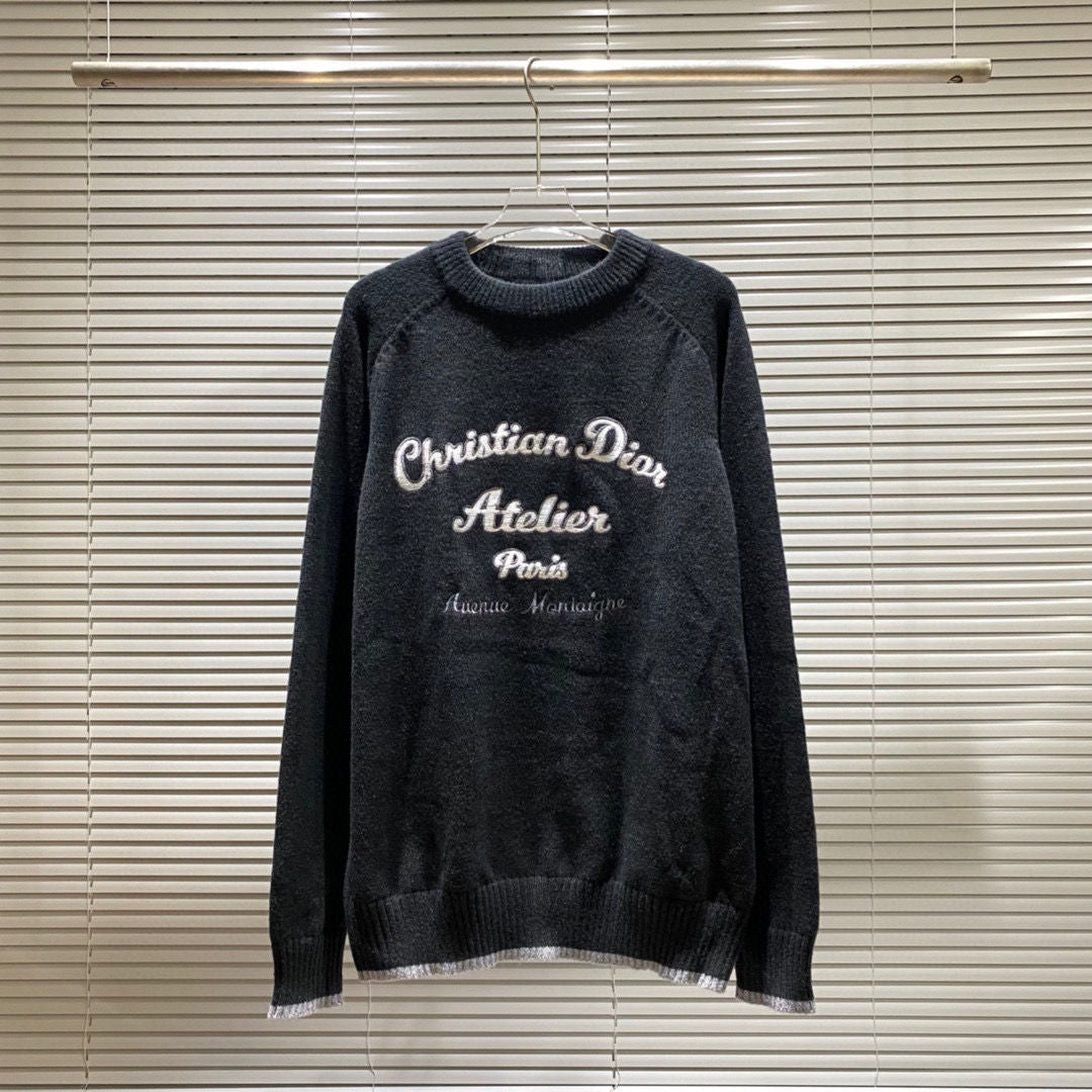 Autumn and winter new three-dimensional letter embroidery round neck sweater men's and women's loose casual tops S01