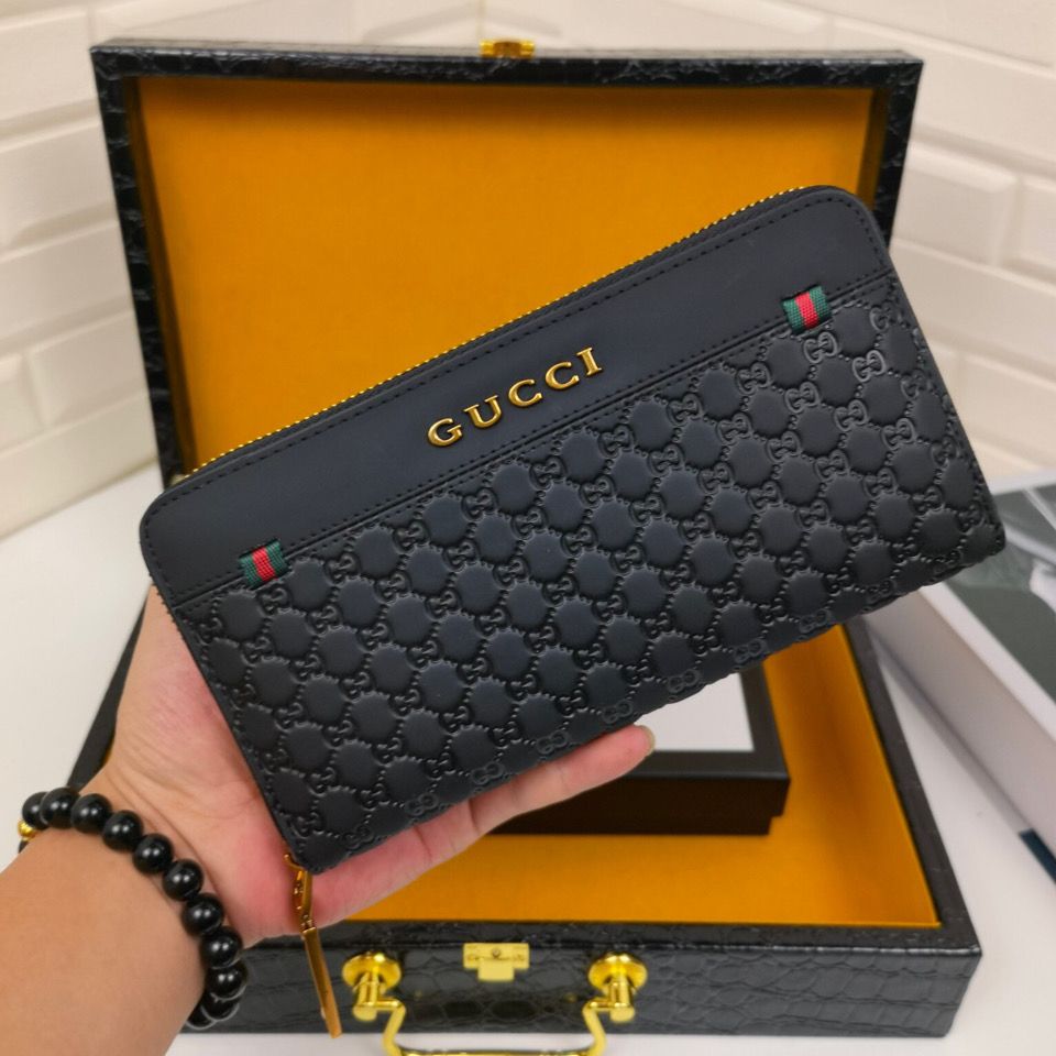 Men's New Wallet Men's Leather Long Wallet Zipper Bag S08