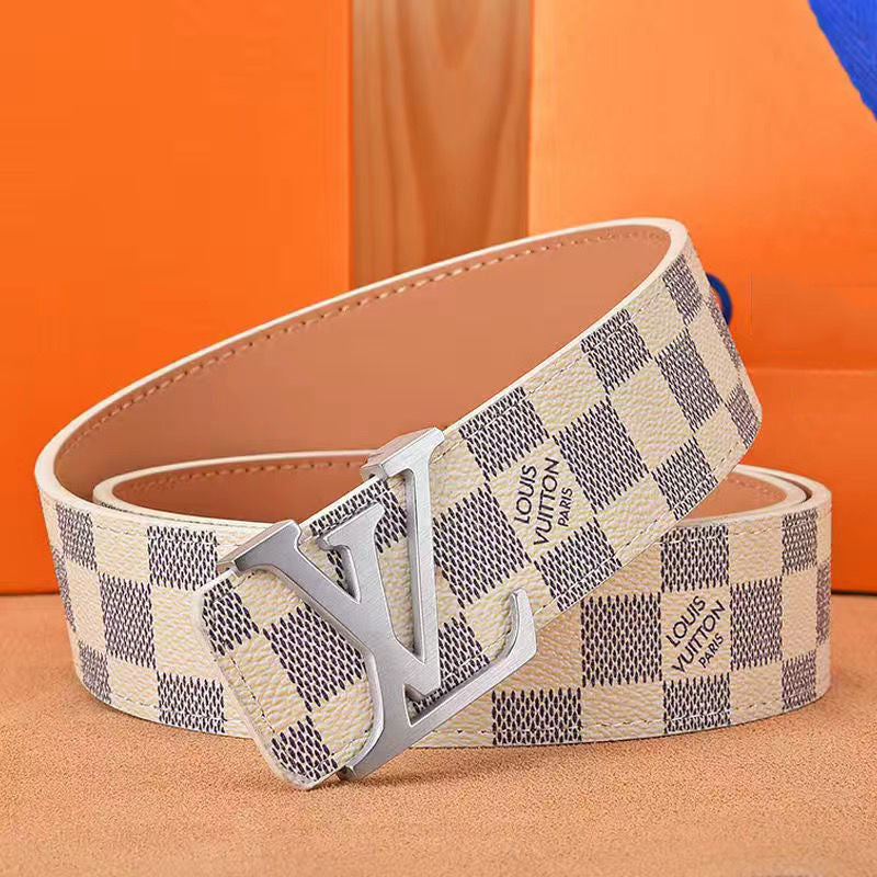 New men's belt high-grade letter leather business belt all-match casual pants belt