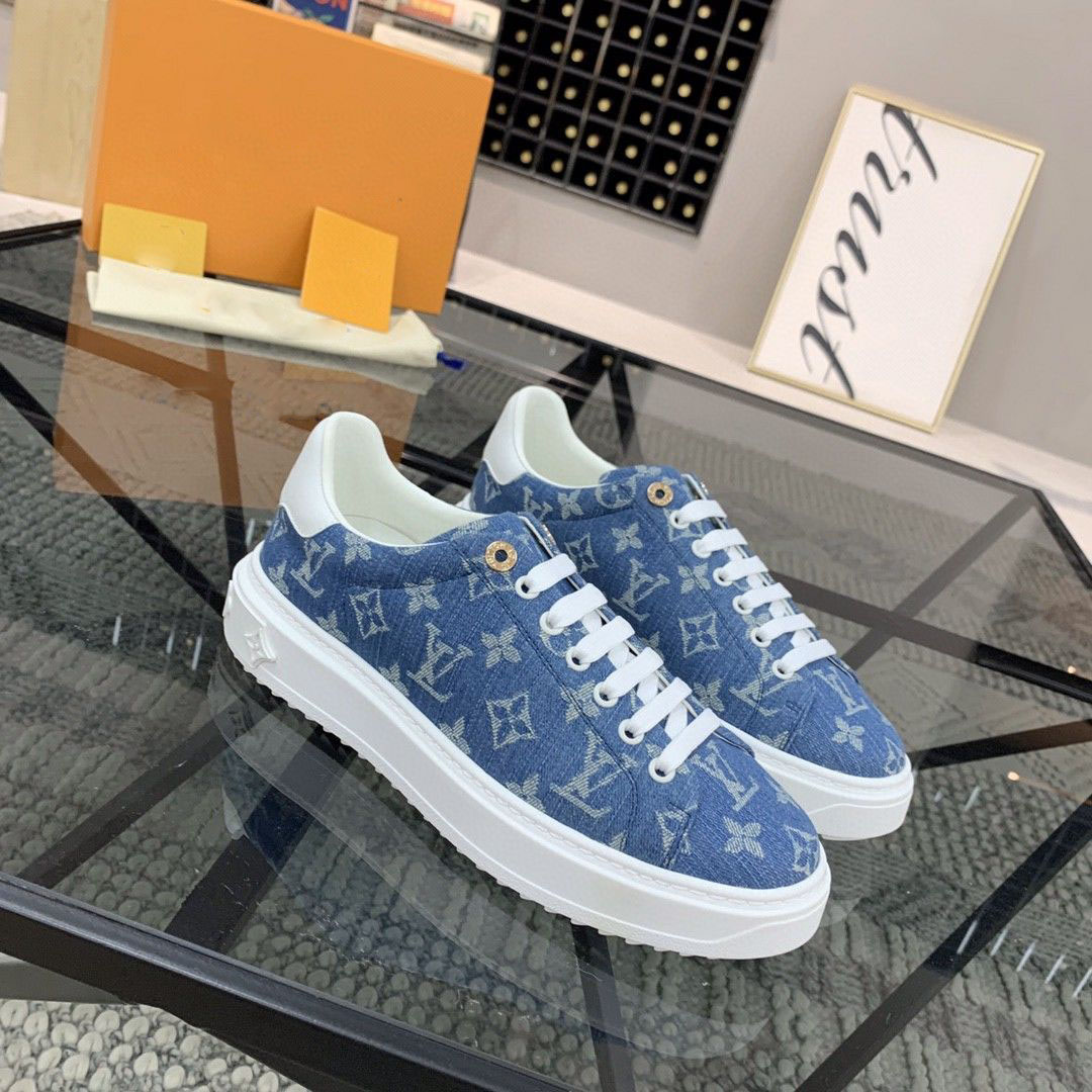 Blue Classic High Quality V Logo Women's Sneakers