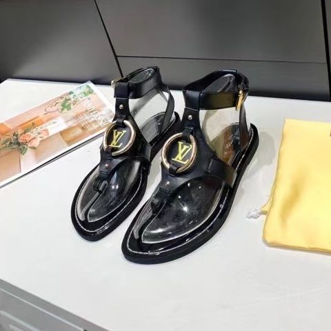 Black Simple Style V Logo Women's Sandals