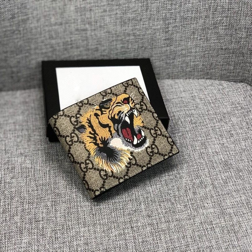 Classic Waterproof Fabric Tiger Head Wallet Genuine Leather Men's Compact Wallet S011