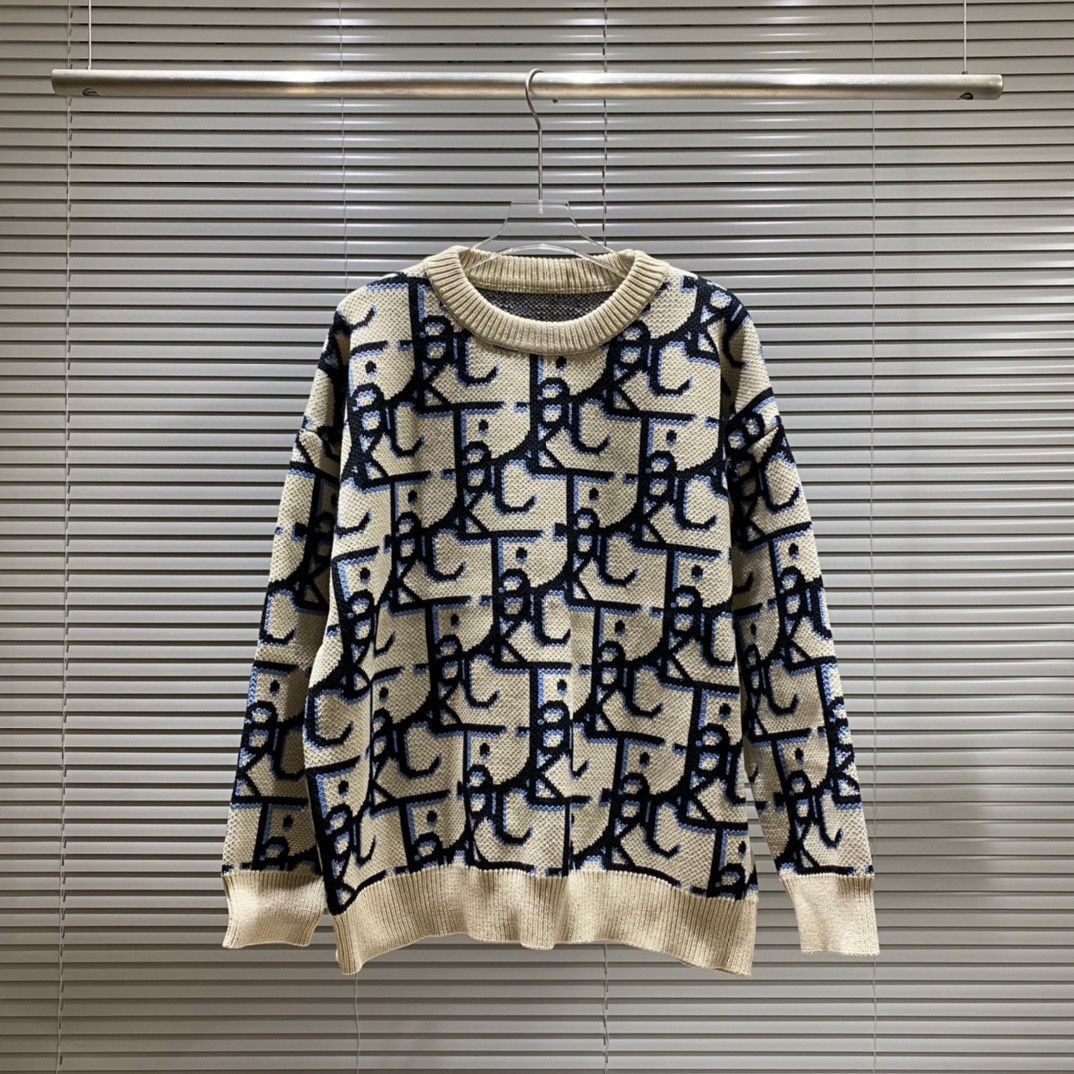 Autumn and winter new three-dimensional letter embroidery round neck sweater men's and women's loose casual tops S07