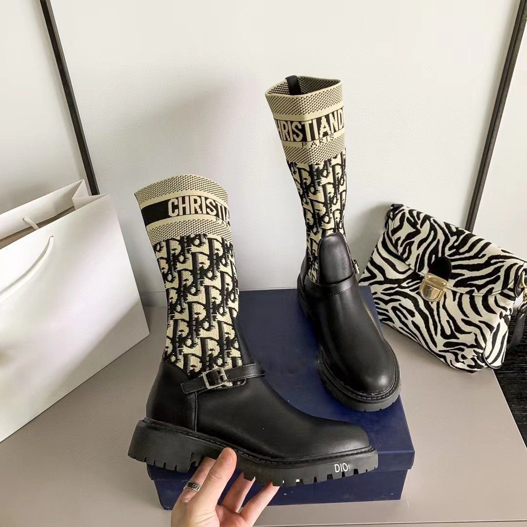 Embroidered over-the-knee women's letter thin high boots