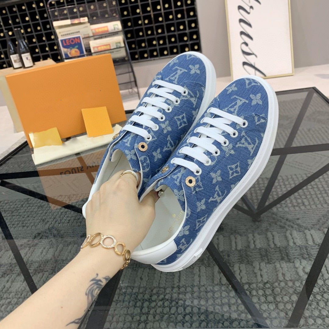 Blue Classic High Quality V Logo Women's Sneakers