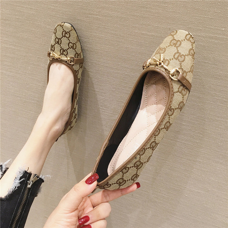 Square toe shoes versatile fashion label PF10041021