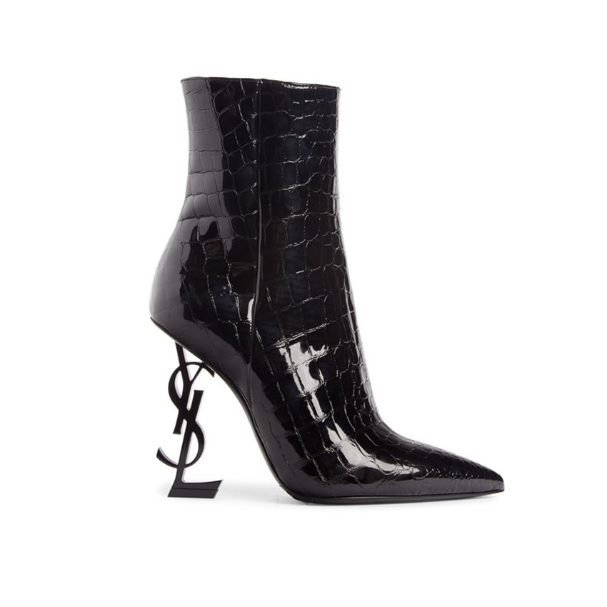 YSL lychee patterned pointed boots