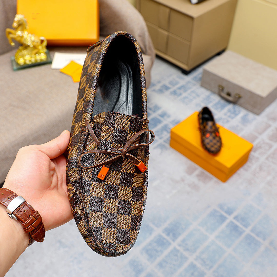 New fashion bow new plaid peas shoes slip on comfortable loafers
