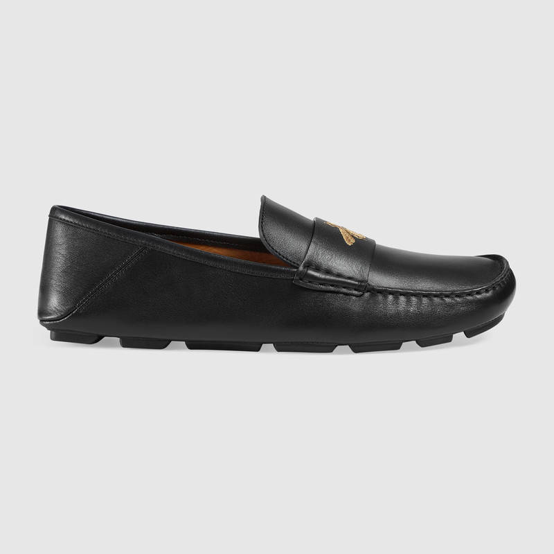 Embroidered bee loafers