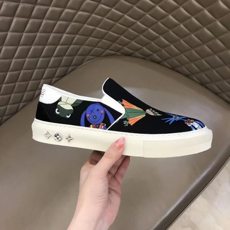 V fashion men's and women's graffiti slip-on shoes