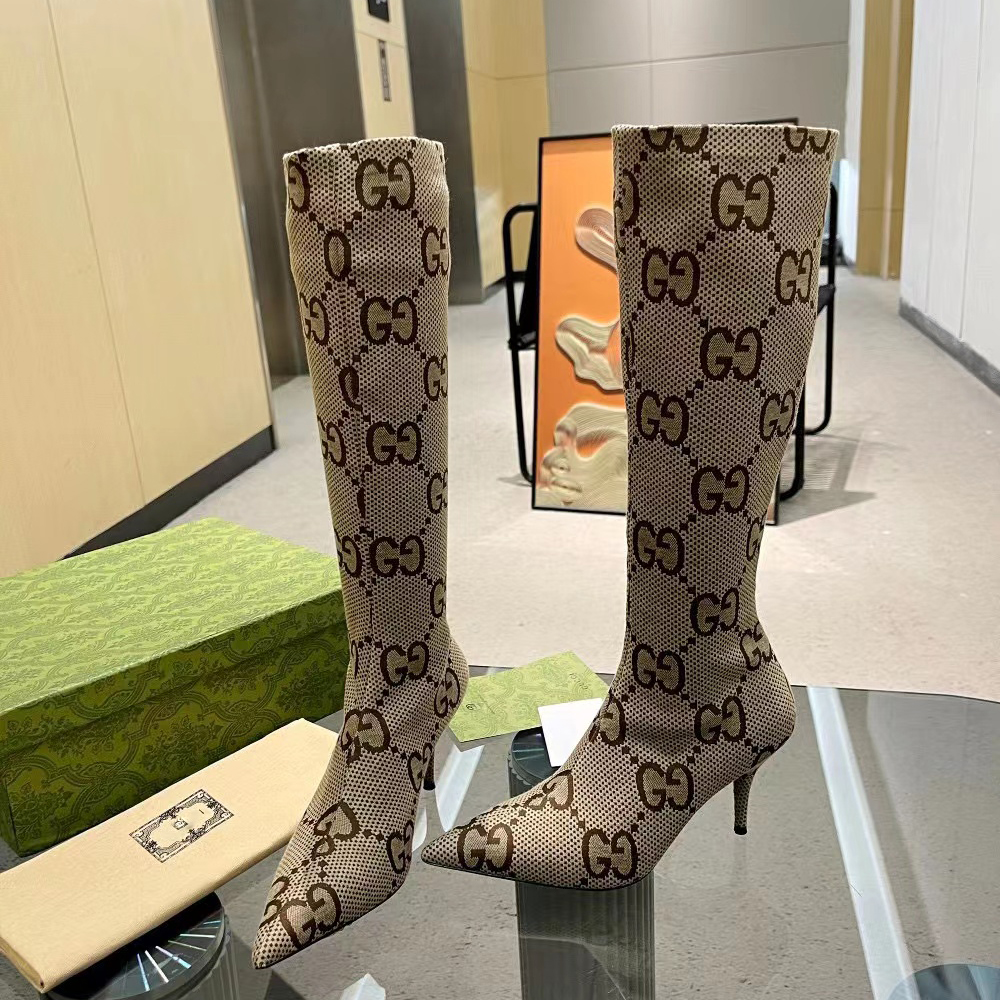 stretch fabric printed boots
