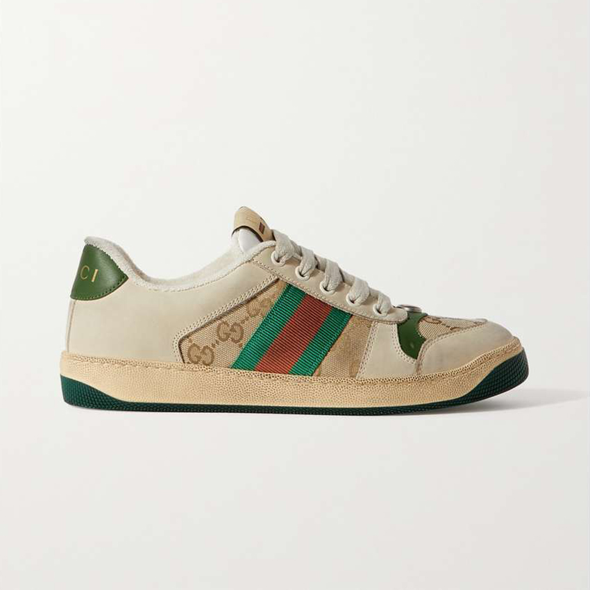 Canvas and distressed leather sneakers 570443