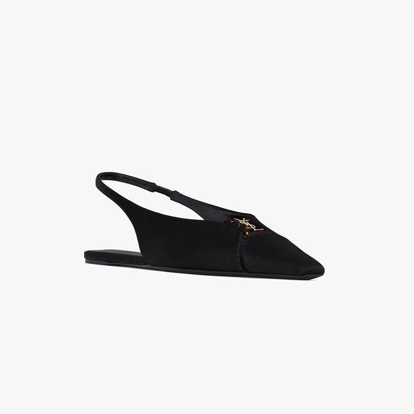 BABYLONE SLINGBACK FLATS IN SATIN CREPE