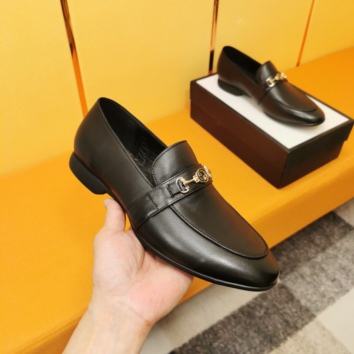 Black Leather Handmade Men's Loafers