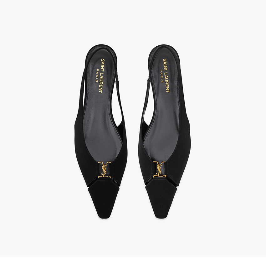 BABYLONE SLINGBACK FLATS IN SATIN CREPE