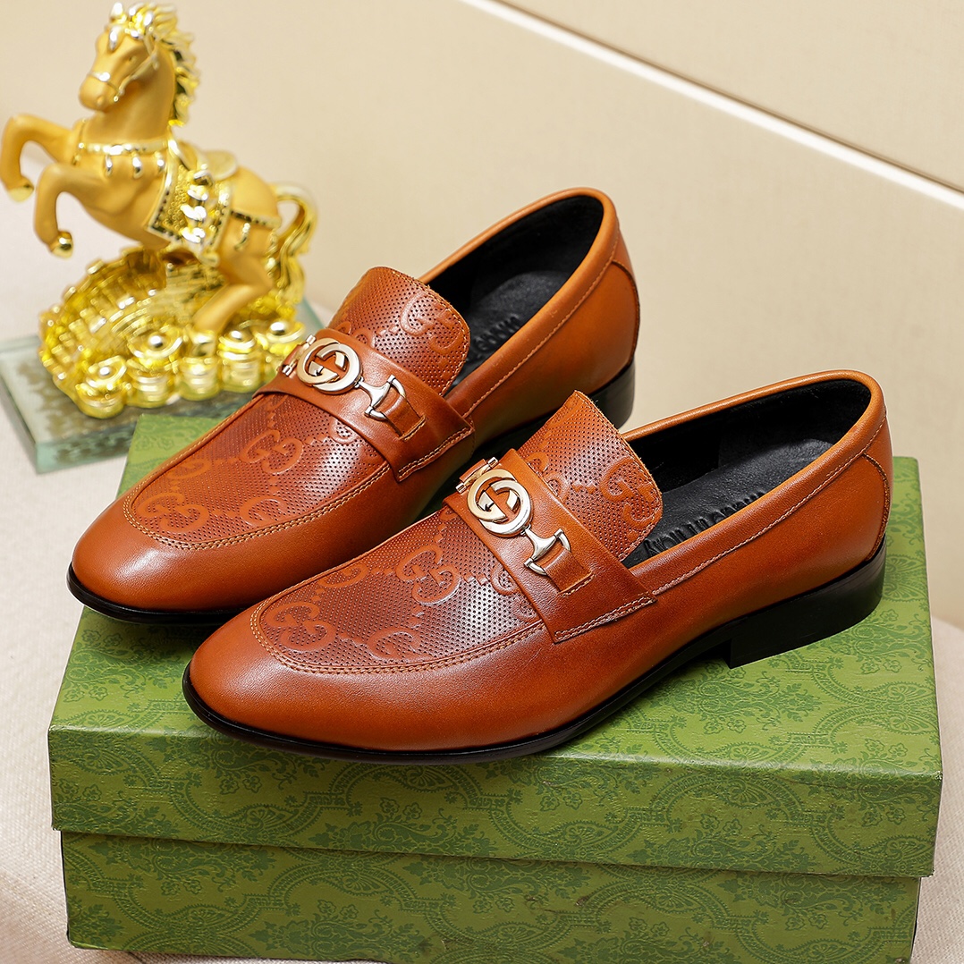 Orange G letters pattern formal dress slip on shoes
