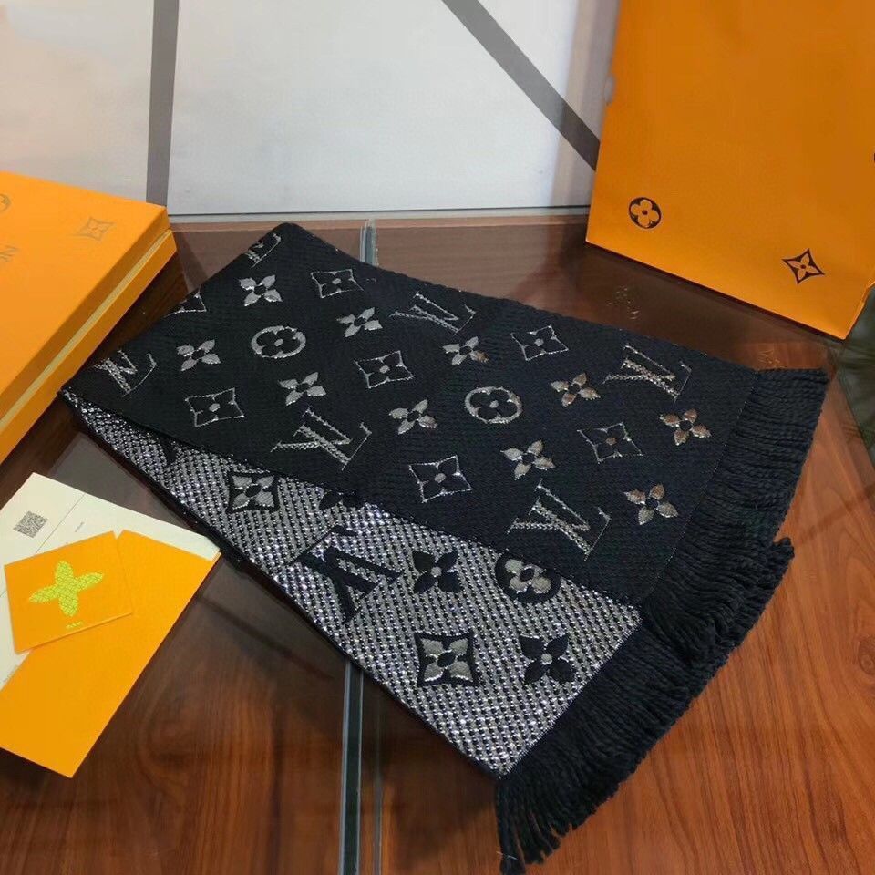 Wool silk scarf thickened warm shawl high-end packaging dual-purpose gold silk