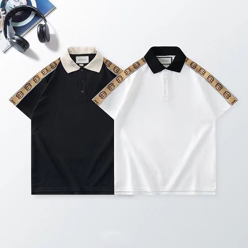 2022 light luxury G couple polo short-sleeved reflective striped polo shirt