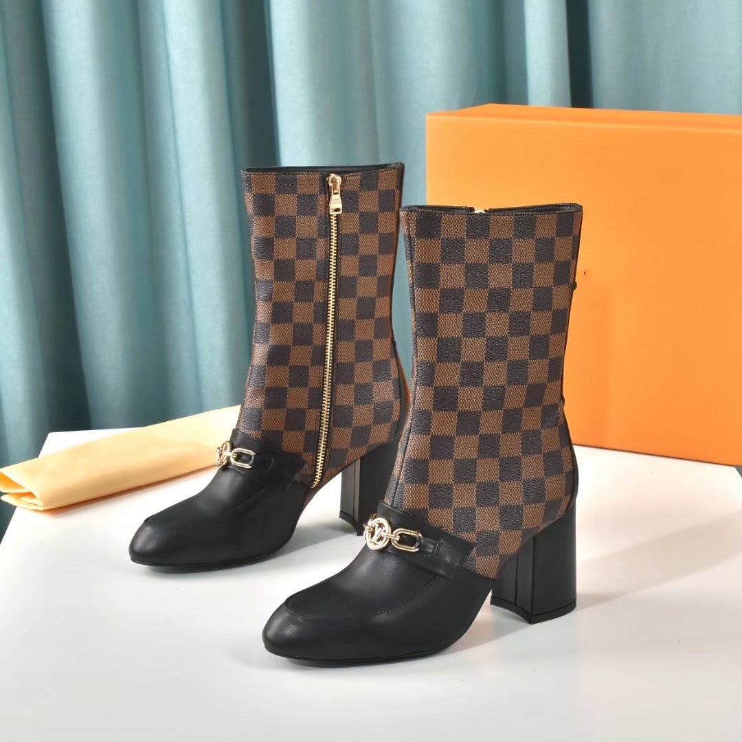 Autumn and winter new ring metal buckle embellished Martin boots
