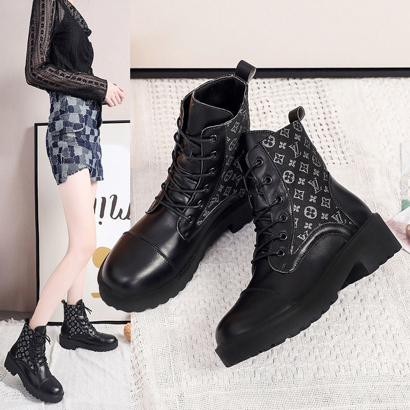 Black Platform Lace-Up Boots