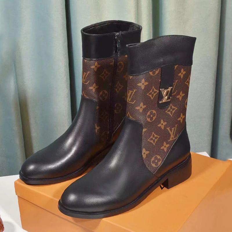 Cargadores del tobillo de las mujeres de lujo del cuero Botas Femmes de lujo Chaussures de femme