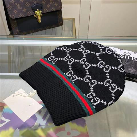 Letter full printed wool hat women autumn and winter new all-match cold hat warm knitted hat men