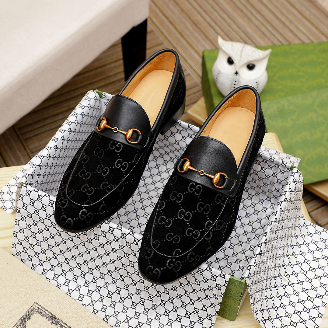 Black Corduroy Upper Print Business Dress Shoes