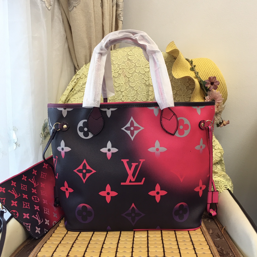 Women's Black Pink Colorblock Brand Print Big Bag (with Clutch)