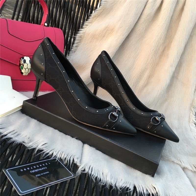 New Fashion Handmade G Logo Women 5-8cm Heeled Women's Shoes
