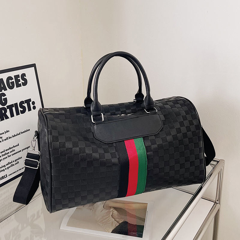 New plaid travel bag men's European and American fashion large-capacity leisure business trip fitness bag luggage bag shoulder bag