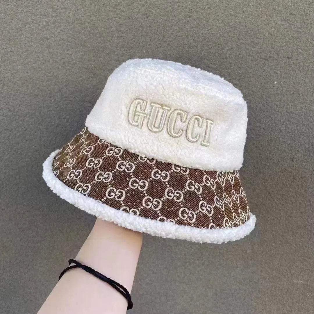 New Korean version of lamb velvet fashion letter basin hat