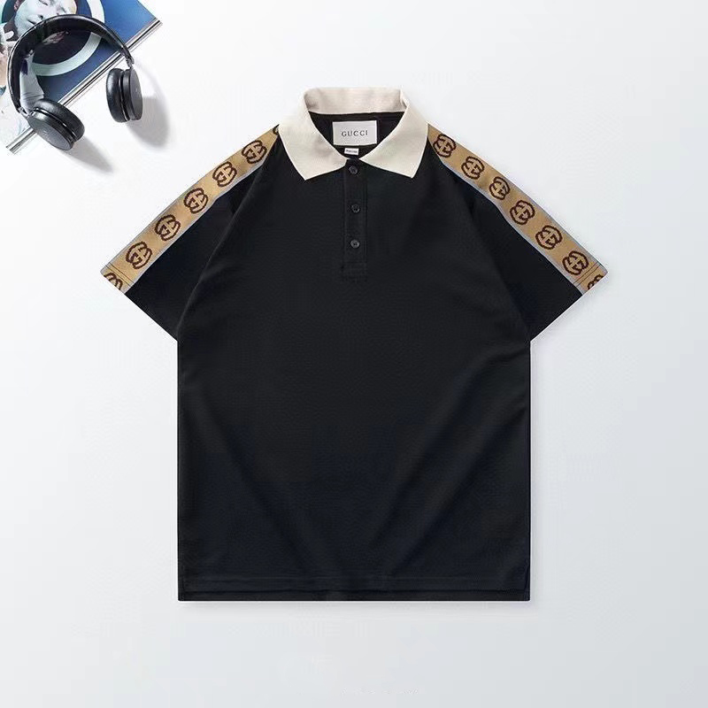 2022 light luxury G couple polo short-sleeved reflective striped polo shirt
