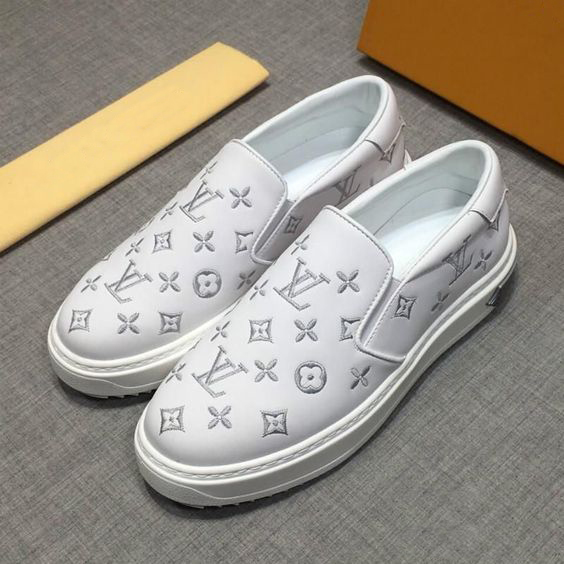 White print slipon loafers