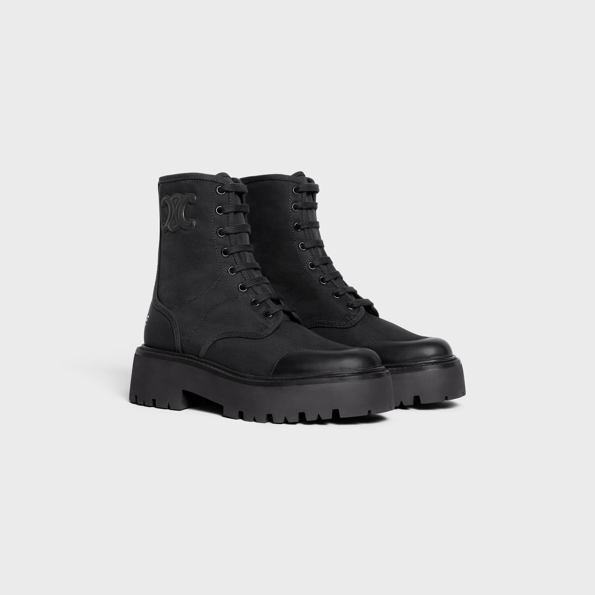 CE BULKY LACED UP BOOT IN NYLON AND SHINY BULL