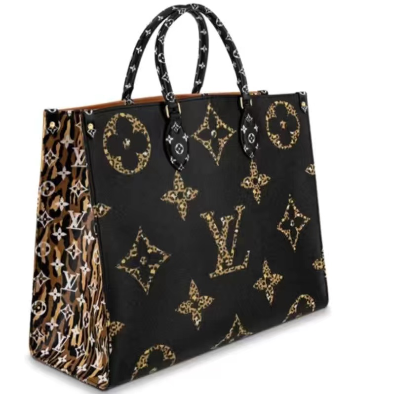 Black and Orange Jungle Giant Monogram OnTheGo Tote GM, 2019