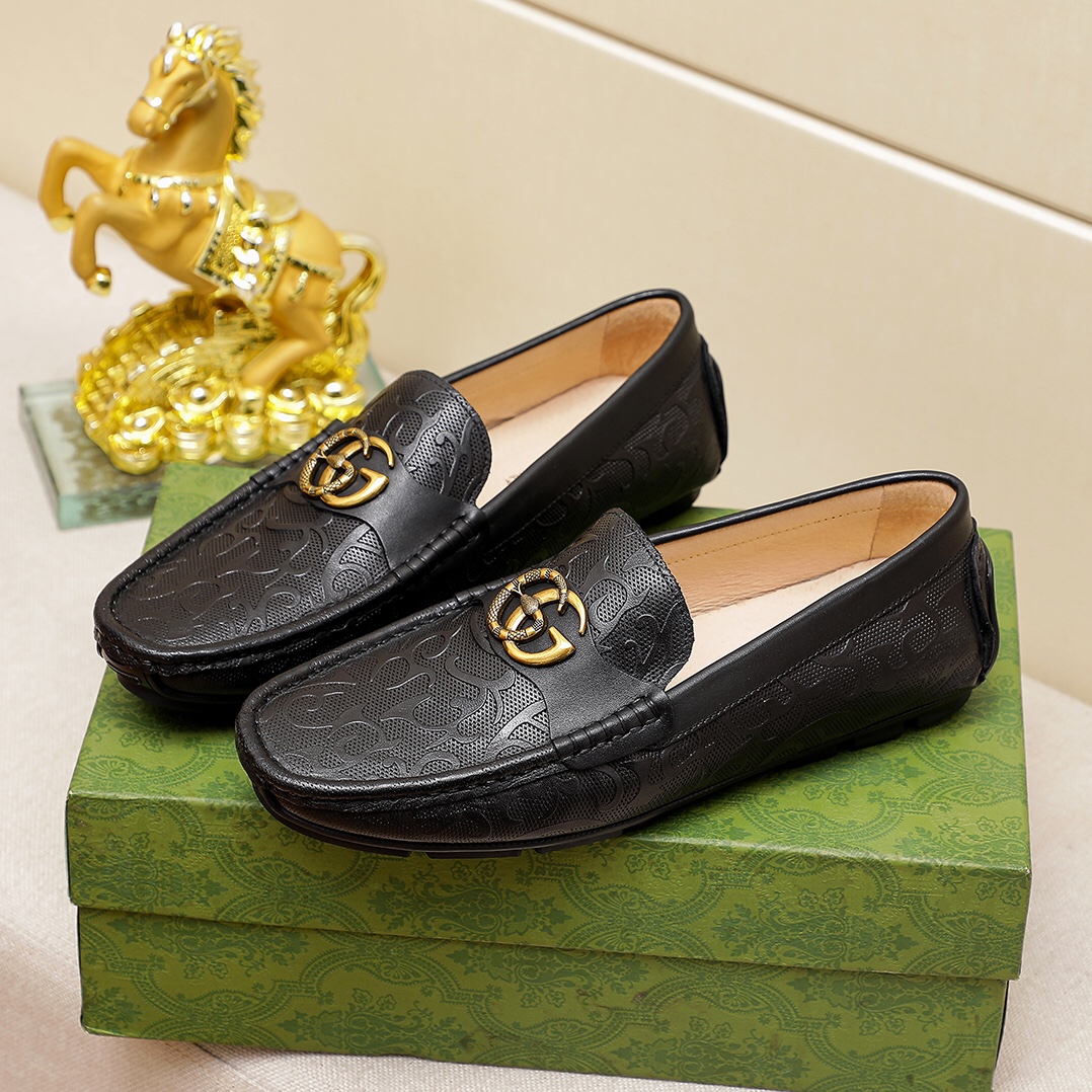 Trendy snake logo formal slip on shoes