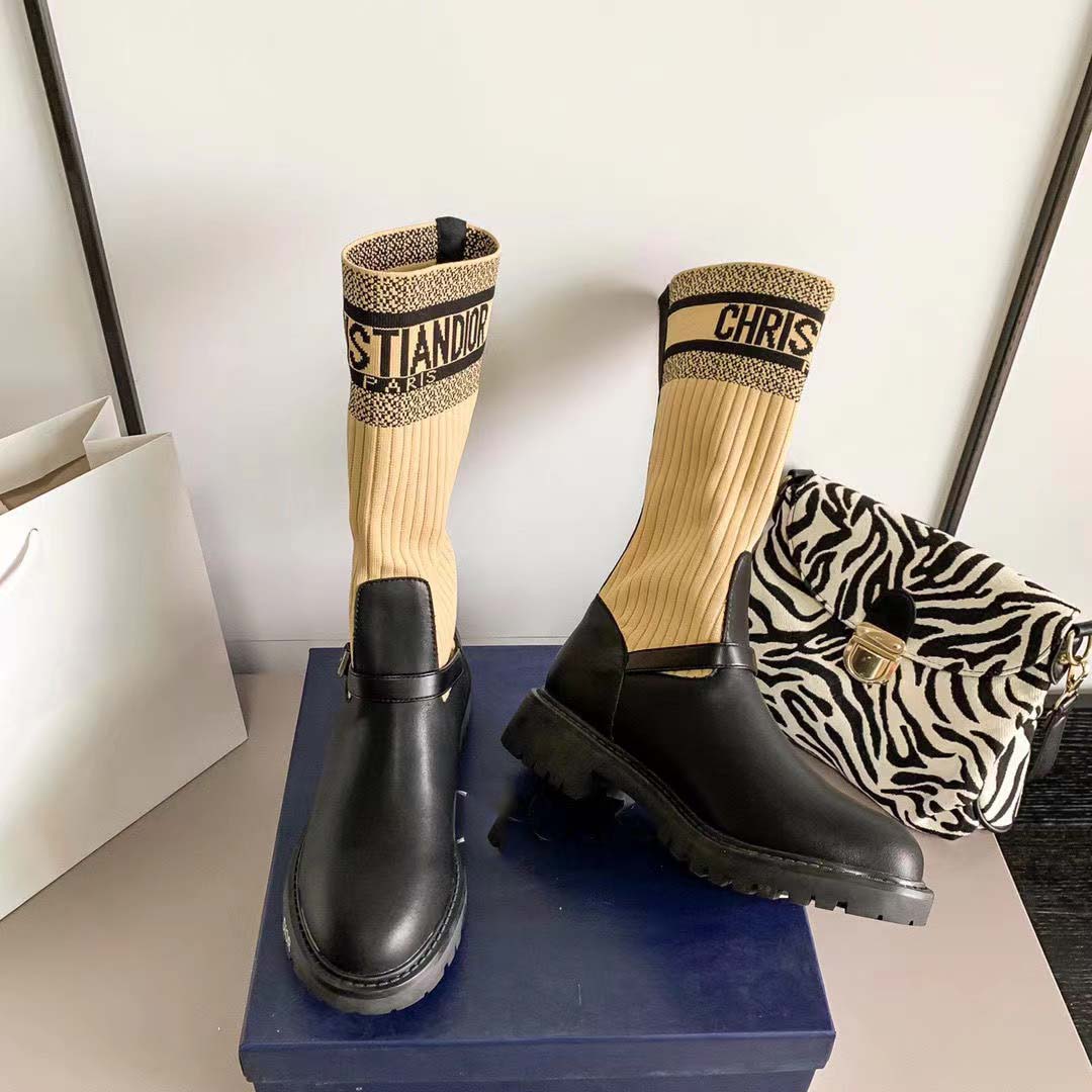 Mid-leg flat Doc Martens, elasticized boots with letters