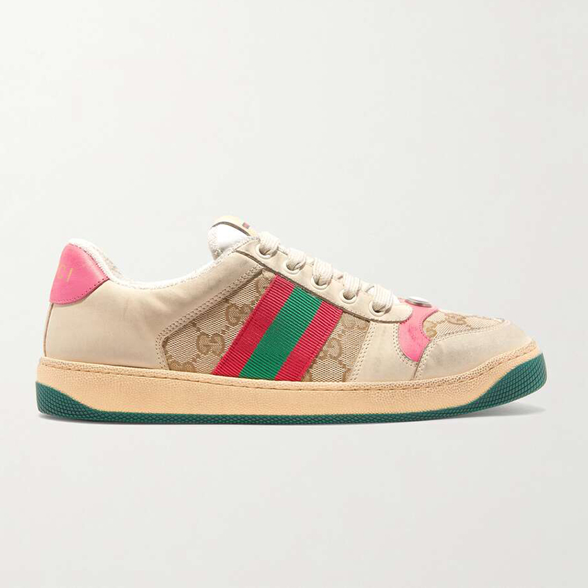 Canvas and distressed leather sneakers 570499