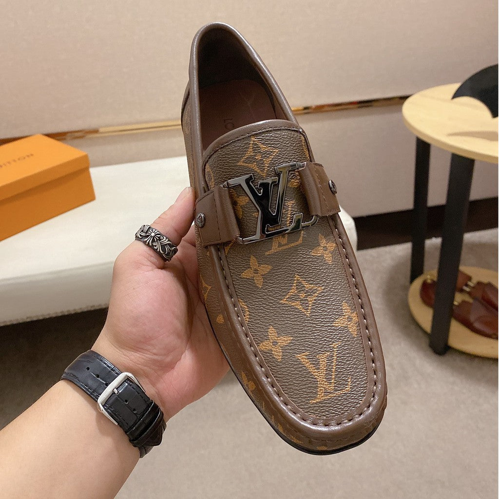 New fashion classic luxury v brown loafers